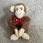 Dan Dee Monkey Plush Stuffed Animal Toy With Heart Bow Hook And Loop Hands