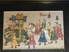 Vintage Indian Silk Painting Of Maharaja Riding Elephant Souvenir Of India 