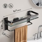 Bathroom Wall Shelf With Towel Bar  Clear Tempered Glass  Hand Towel Holder     
