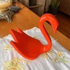 Vintage Mid-century Swan Soap Dish Towel Holder Ceramic Red Art Deco Retro