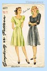 Simplicity 4977  1940s Uncut Misses Easy Wwii Dress 34b Vintage Sewing Pattern