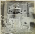 Antique Glass Photo Negative  Victorian Parlor With Woman Peeking From Doorway