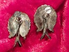 Vintage Navajo Sterling Silver Turquoise Screwback Squash Blossom Earrings
