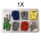 102 Pc Drywall   Hollow-wall Anchor Assortment Kit Anchors Screws 4 Sizes Colors