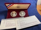 1984 Los Angeles Olympic Silver Dollar 2-coin Proof Set W  Original Box   Coa   