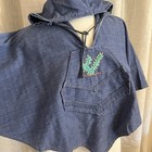 Vtg 70   s Sears Roebuck Women   s Denim Embroidered Cape Western Hooded M Girls