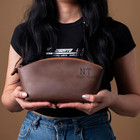 Personalized Leather Nice Best Travel Makeup Bag For Her  Small Cosmetic Bag
