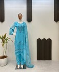 New Beautiful Powder Blue Georgette Salwar Kameez With Dupatta For Women   Girls
