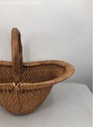 Vintage Large Hand Woven Wicker Picnic Basket With Handle Great Condition
