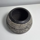 Vintage Tribal Ceramic Black Small Pot African 3  White Blackware Vase Etched