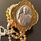 Dedicated To Pope Francis - Tiny Golden Rosary W  Case - Blessed By Pope