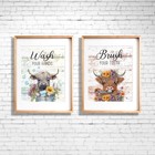 Highland Cow Wall Art Set Of 4 8 x10   Unframed  Rustic Bathroom Decor Funny 