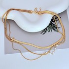 New  Tory Three Chain Gold Necklace Pearl With Jewelry Pouch Size Length  46 5cm