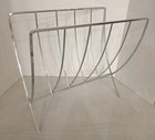 Vtg Folding Magazine Rack Chrome Square Bar Curved Stand Mcm Handy Mod Brutalist
