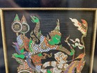 Vintage Gold Framed Thailand Painted Silk Art 1997
