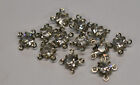 Tiny Rhinestone 4 Hole Connector  Beads  Silvertone   5mm  crystal  22ss