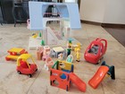 Vintage 1989 Little Tikes Large Blue Roof 2 Story Doll House W accessories 