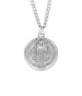 Medium Size 925 Sterling Silver Saint Benedict Pendant Medal Necklace With Chain