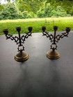 Vintage Solid Brass Candelabra Pair Made In Italy Candle Holders Set Of 2