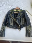 Free People Matador Faux Leather Moto Jacket With Gold Braided Trim Xs