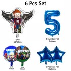 Roblox Balloon 6pcs Set With 5 Number Blue For Birthday Party Decoration