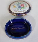 Vintage Mini Mother s Day 1986 Porcelain Cobalt Blue Floral Trinket Jewelry Box