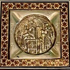 Vintage Inlaid Brass Repouss   Ashtray 6    Persian Khatam Kari Square
