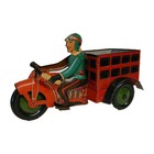 Marx Tin Toy Motorcycle Trike 1930 s Speed Boy Delivery Wind Up Toy Works  Vtg