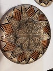 Vintage 3 Turkish Hand Painted Etched Copper Engraved Plate Wall Hanging 6 7 12 