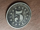 Antique G r a  s 5 Cent Trade Token Grand Railroad Association Fraternal Token
