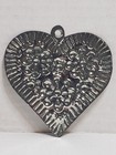 Vtg Ex Voto Milagro Heart Large   Small Flowers Tin Catholic Devotional Folk Art