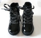 Toddler Jumping Beans Black Patent Lace Up Zipper Boots Shoes - Size 5 - New