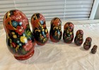 Vintage 1995 Russian Matryoshka 7pc Nesting Dolls Signed Hand Painted Fairy Tale