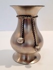 Vintage Solid Brass Vase Made In India With Tied Tassle Design And Fluted Top