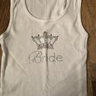 Womens Bride Tank Top M White With Princess Crown Silver   Pink Rhinestones