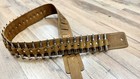 Brown Leather  Bullet Guitar Strap Brass Shell Tips  Heavy Metal Punk Leather
