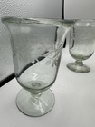 Antique Hand Blown Pedestal Glasses Celery Etching 5 5   
