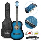 Blue Beginner Acoustic Guitar With Guitar Case Strap Tuner Pick Steel Strings 
