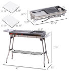 Outsunny Portable Folding Charcoal Bbq Grill Stainless Steel Camp Picnic Cooker