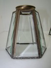 4 Vintage Hexagonal Beveled Clear Glass Brass Shades Ceiling Fan 2 Inch Fitter