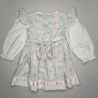 Vintage Winnie The Pooh Dress Girls 4t White Floral Long Sleeve Lace Eyelet 80s