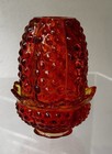 Vintage Fenton Glass Fairy Lamp  Amberina With Signature Hobnail 