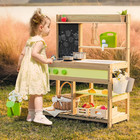 Mud Kitchen Playset For Kids  Deluxe Wooden Toy Play Kitchen Set For Boys And Gi