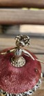Vintage Belle Lady On Rose Velvet Pin Cushion Unknown Metal