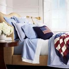 Ralph Lauren Organic Reversible Oxford Duvet Cover Solid Sky Blue Queen  400