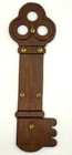 Vintage Wooden Key Holder Wall Mount Gold-tone Metal Hooks Entryway