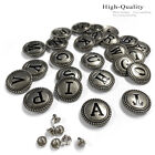 1-1 8  Antique Silver Letter Initial Alphabet Conchos Tack Screw Back Concho
