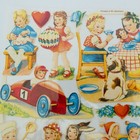 True Vintage German Embossed  Scrap Die Cut Children Teddy Bear Car