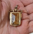 Antique Odd Fellows Fraternal Dbl Sided Fob Carved Onyx Picture Jasper Roll Gold