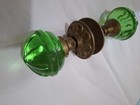 Rare Antique  Vintage Green Glass Door Knob Set Estate Find